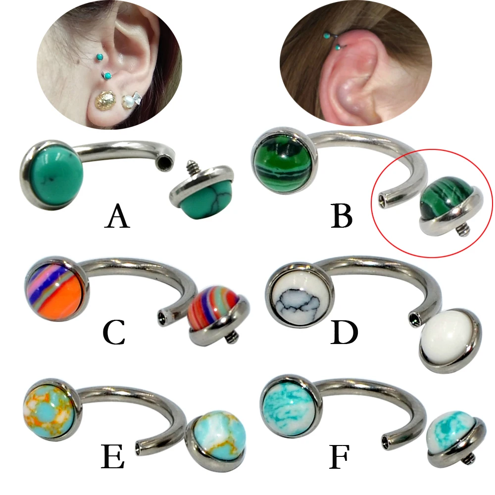 CHUANCI 1 шт. 316L хирургическая сталь и камень внутренняя нить круглая штанга кольцо