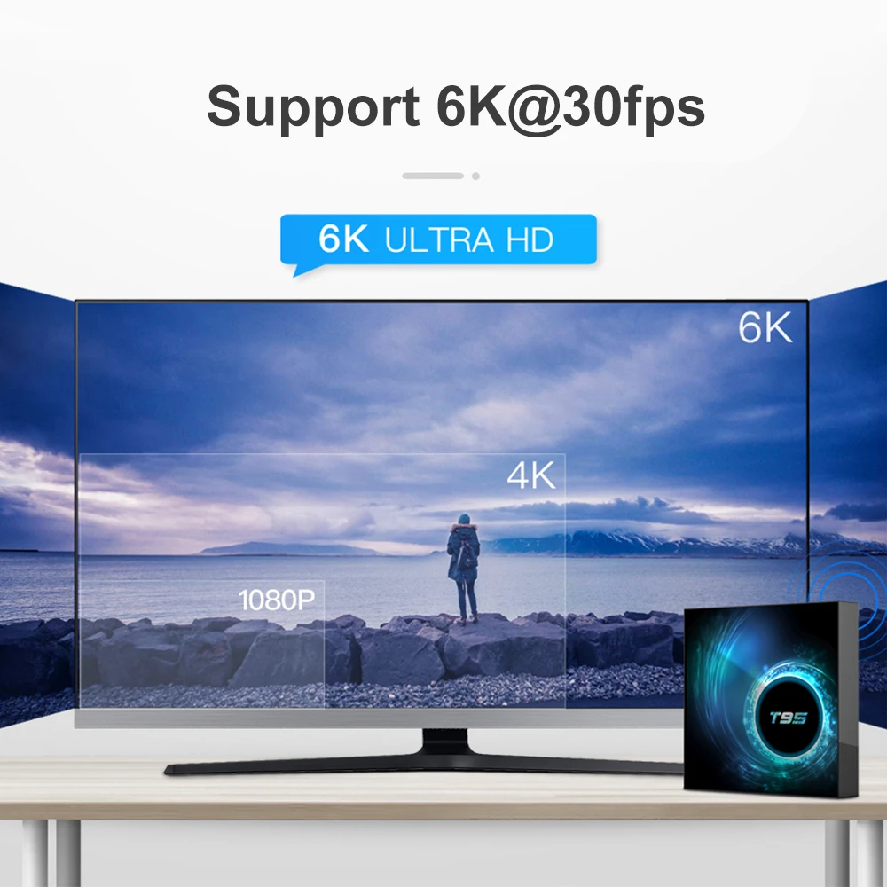 T95 H616 Android 10 Tv Box 6K HD 2 4G & 5G Wi Fi голосового помощника Google Поддержка несколько Media Player