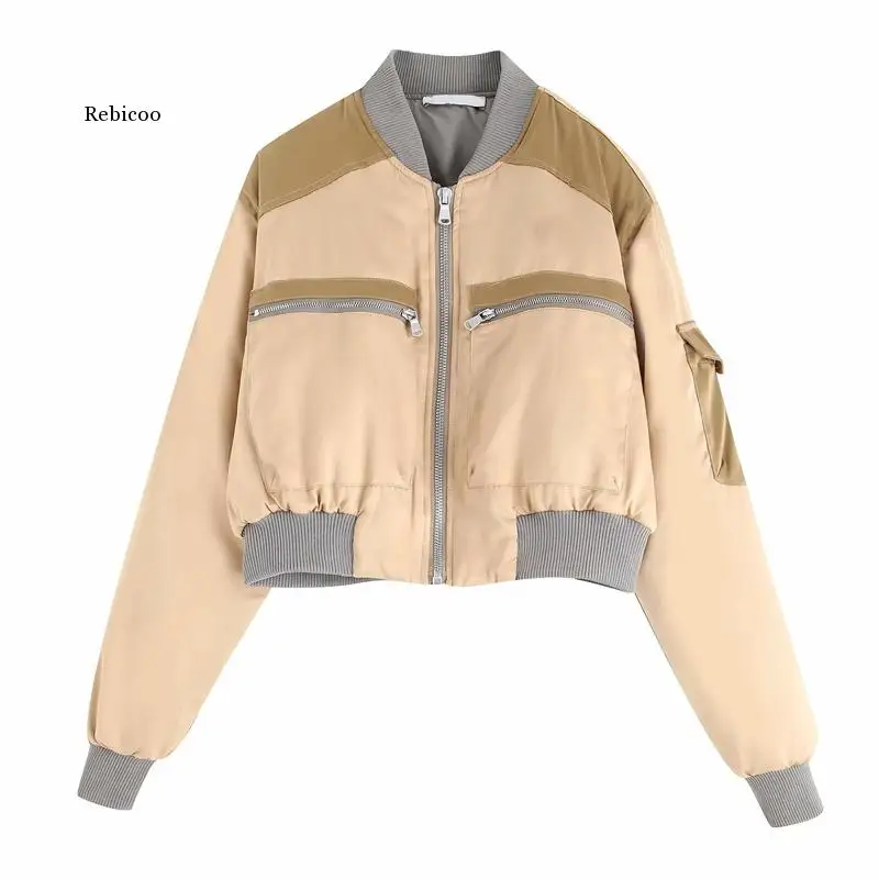 Куртка женская короткая бейсбольная на молнии Повседневная Свободная верхняя