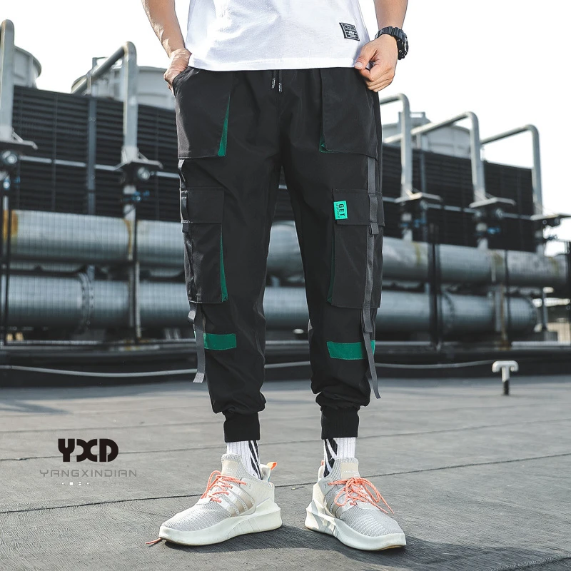 

Men clothing men's multi-pocket cargo pants joggers men streetwear loose Ribbons hip hop pants mens fashion harajuku track pants