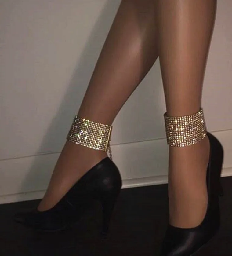 

Punk exaggerated fashion sexy nightclub feet decorated with drill multi-layer ankle chain female