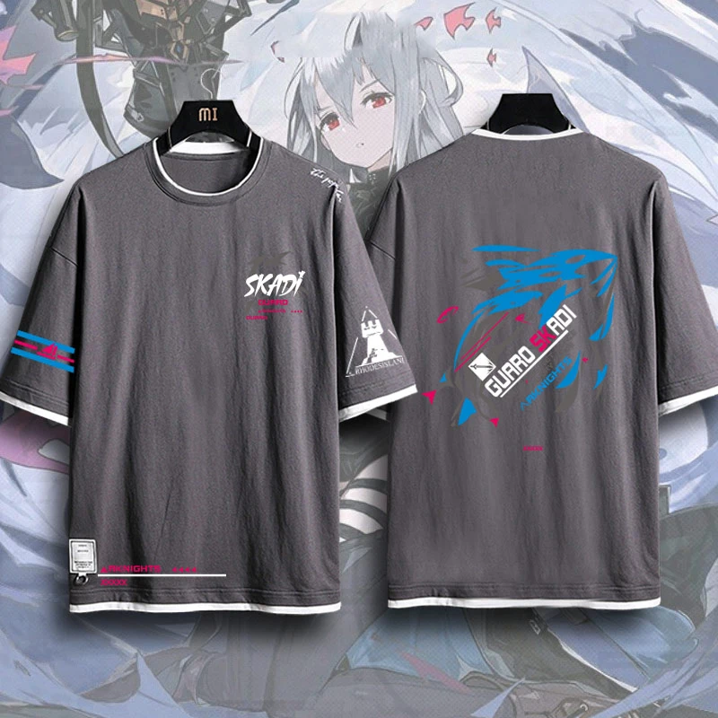 Футболка с капюшоном и коротким рукавом Game Arknights Skadi корейский стиль для косплея