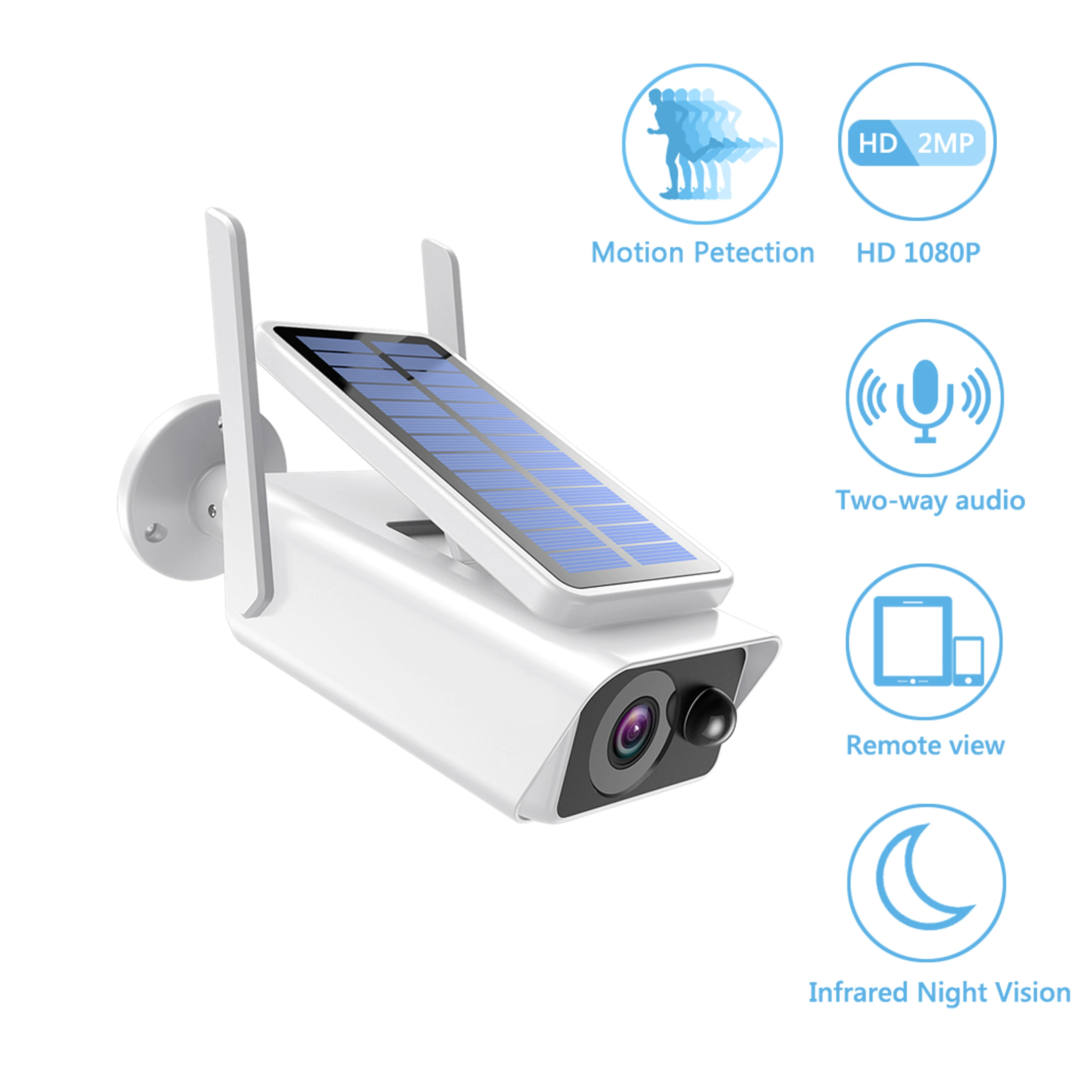 

Беспроводная камера видеонаблюдения AOUERTK, 2 МП, Wi-Fi, Солнечная камера, 1080P, перезаряжаемая батарея, камера безопасности, IP водонепроницаемая наружная камера
