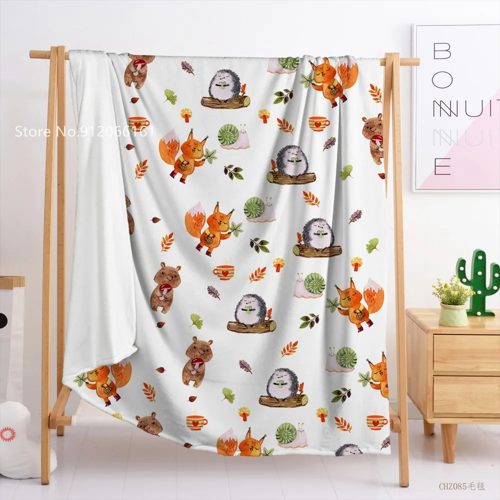 Фланелевое Одеяло с изображением лисы и маленького медведя 3D Рисунок Мультяшные