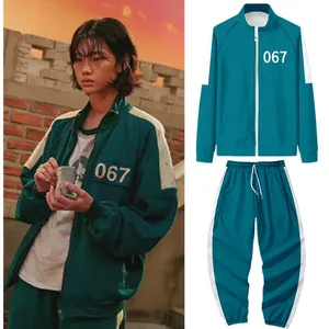squid game 067 cosplay jacket suit korean tv 456 costume zip up tracksuit loose squid game round six women sportwear costume free global shipping