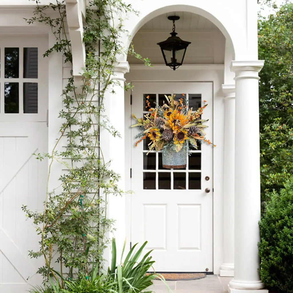 

Decoration Autumn Harvest Festival Sunflower 2022 New Wall Hanging Garland Flower Basket Front Door Pine Cone Door Hanging