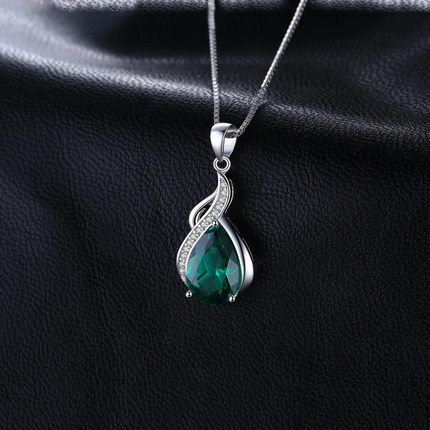 Jpalace Simulated Nano Emerald Pendant Necklace 925 Sterling Silver Gemstones Choker Statement Women No Chain | Украшения и