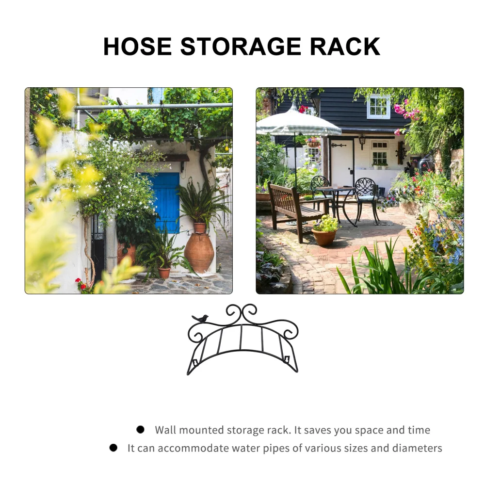 

Antique Hanging Hose Rack Wall Mounted Hose Garden Organizer Holder (Black)