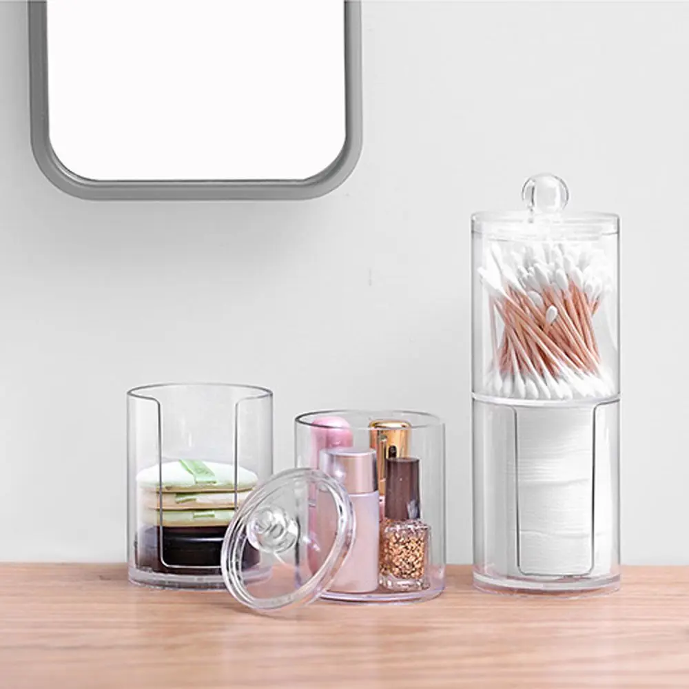 Круглый пластиковый прозрачный косметический Чехол 1 ячейка ватная коробка для