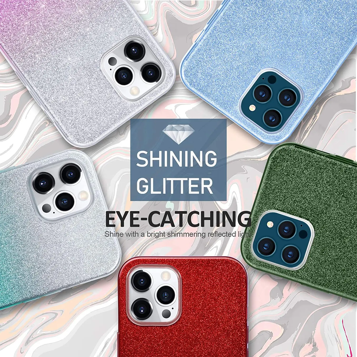 Glitter Phone Case For iPhone 12 Mini 13 11 Pro Max XS X XR 12Pro 8 7 Plus SE 2020 Cute Pink Bling Protective Cover Accessories | Мобильные