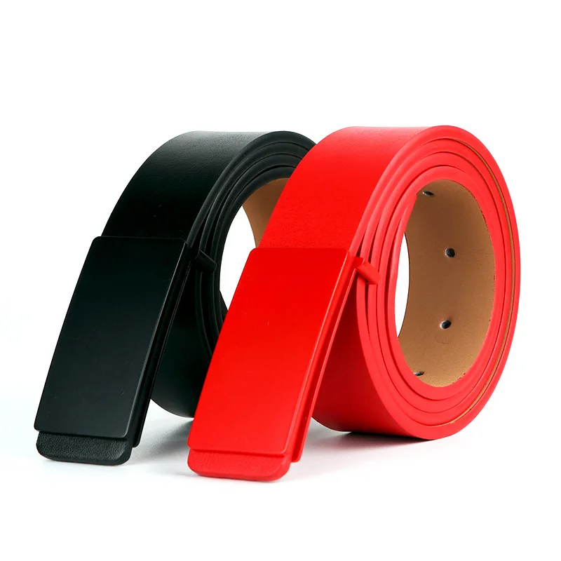 

Мужской ремень Молодежная Корейская версия гладкая пряжка кожаный двухслойный ремень из воловьей кожи с длинным красным ремнем с внутренн...