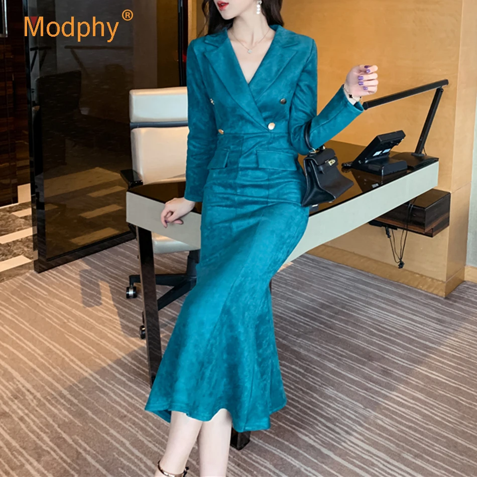 Весеннее Новое Женское платье-годе Modphy 2020 сексуальное двубортное облегающее