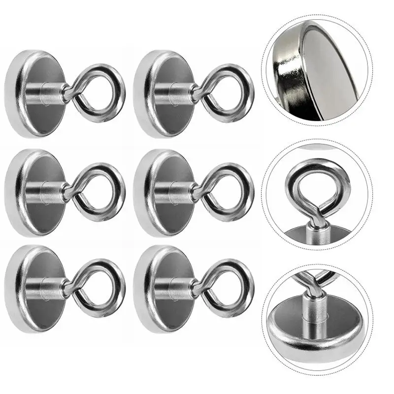 

4pcs Practical Magnetic Hooks Countersunk Hole Eyebolt Heavy Duty Fixing Hook