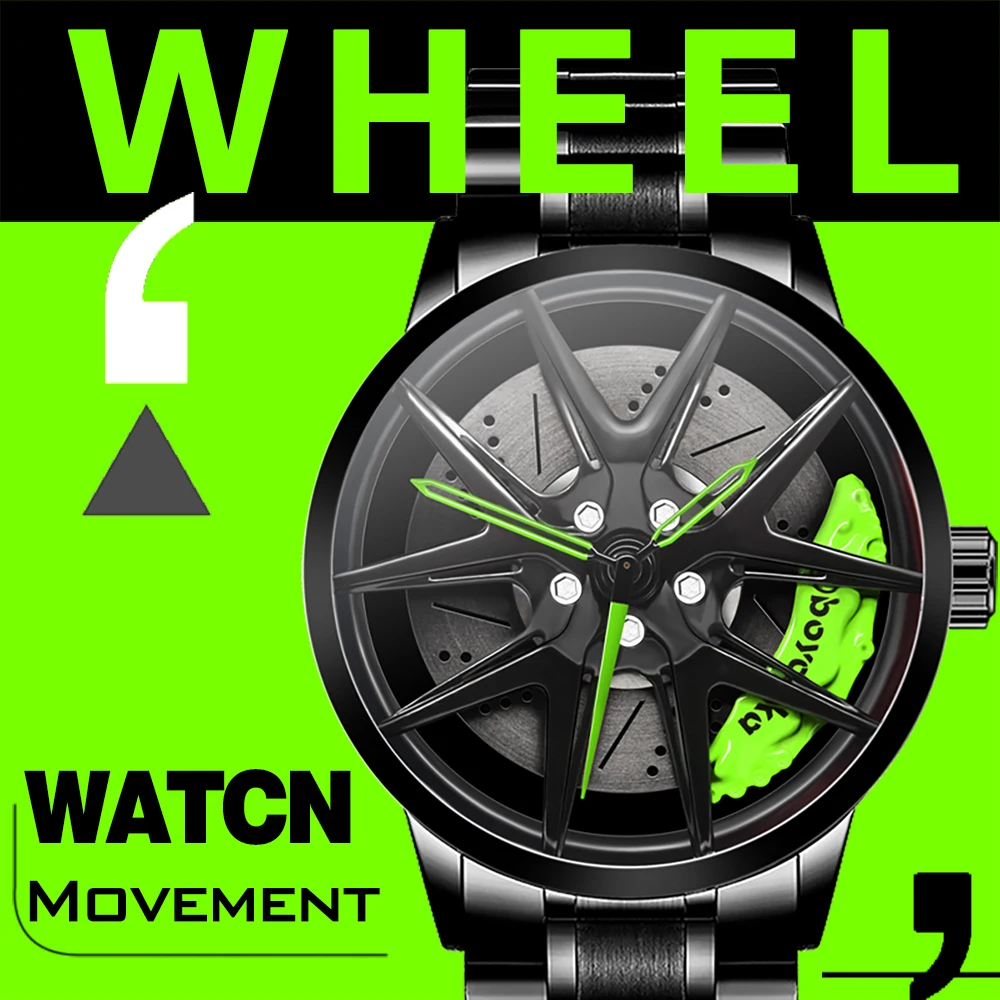 Enlarge Watches Men's Wheel Rim Hub Watch Men Wristwatch Clock Sport Car Custom Design Creative Men Wrist Watch Relogio Masculino