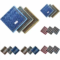 3pcs vintage cotton handkerchief for men business suit pocket accessories square royal flower lattice handkerchief 43x43cm
