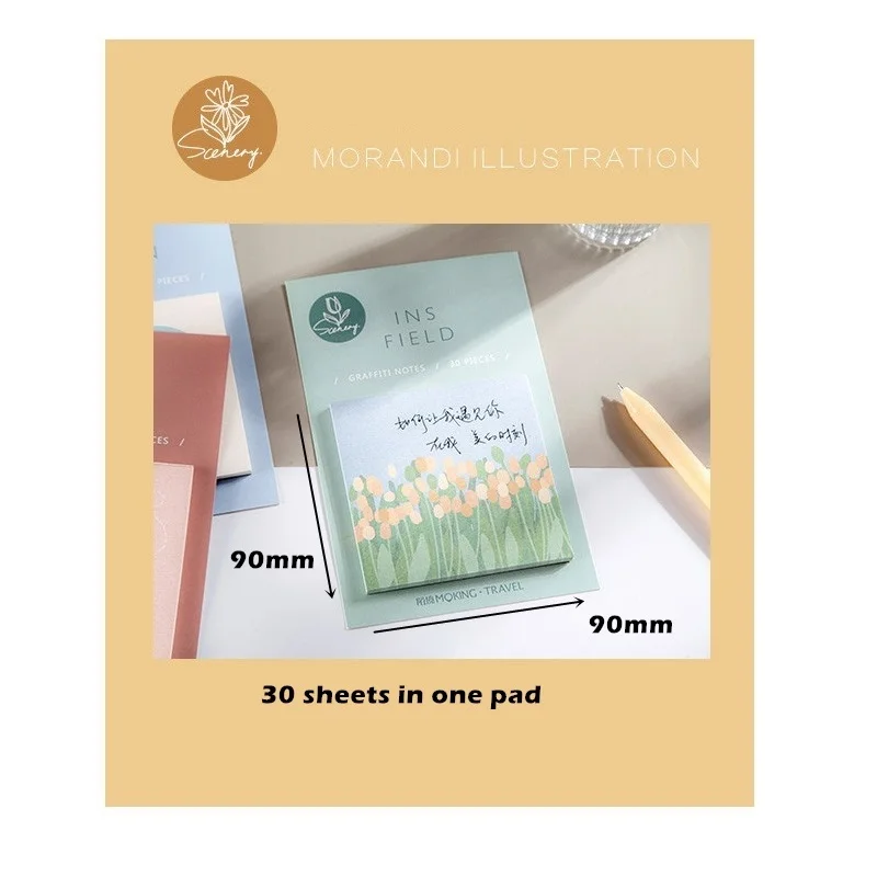 

VALIOSOPA 8pcs/Lot INS Illustration Memo Pad Daisy Tulips Lily Field Flower Sticky Note Adhesive Notepad School Supplies A6084
