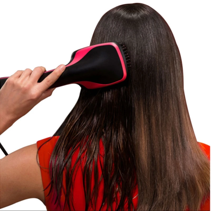 

One-Step Hair Comb Styler Smoothing Dryer 2 IN 1 Salon Hot-Air Hair Straightener Brush Negative Ion Generator for All Hair Types
