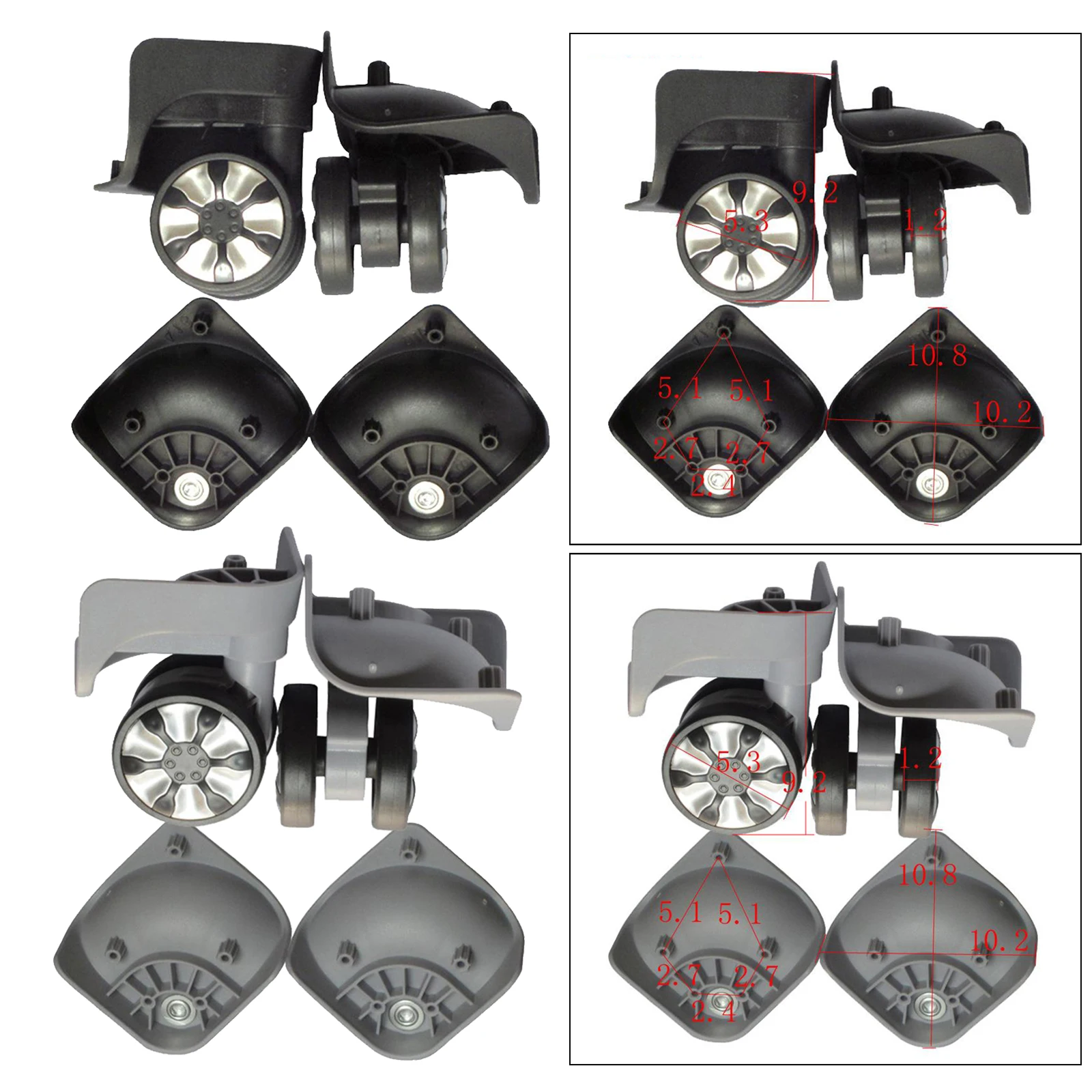 

2PCS Luggage Plastic Swivel Wheels Rotation Suitcase Replacement Casters Left Right Swivel Caster Wheel Repair