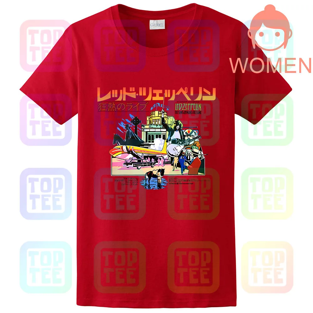 WOMEN-RED Led Zeppelin группа футболка Японская песня остается тот же фильм Ретро Винтаж уличная размеры S-3Xl - Цвет: WOMEN-RED