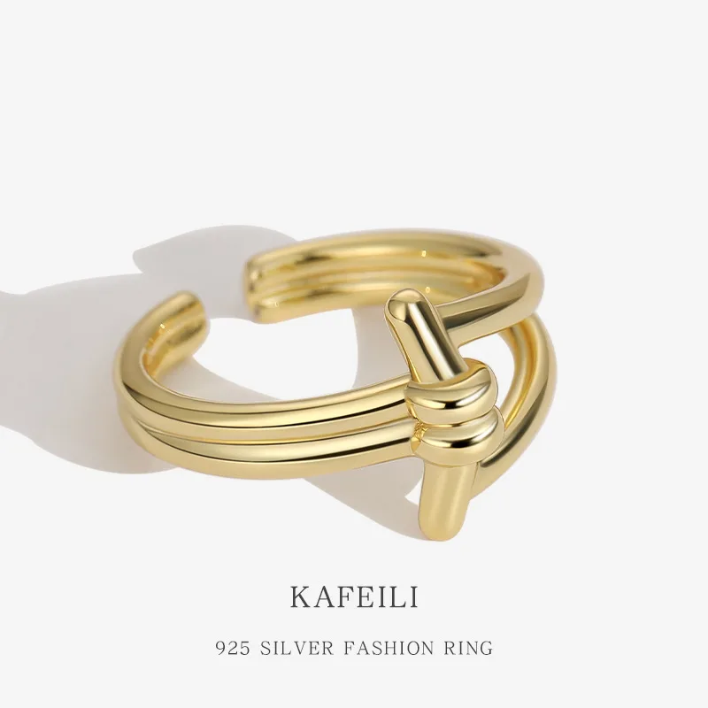 

Женское кольцо из серебра S925 пробы, простой темпераментный дизайн, Открытое кольцо на палец с узлом, оптовая продажа ювелирных изделий