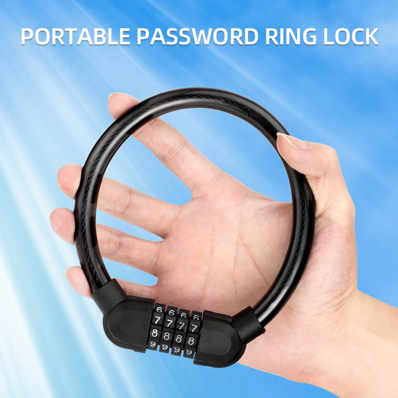 

Hot Sale Bicycle Lock Multi-function 4 Digit Code Combination Bicycle Security Lock MTB Bike Anti Theft Cable Lock