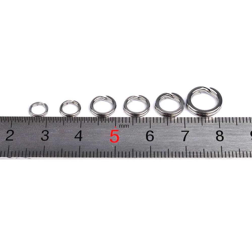 50pcs/bag Stainless Steel Fishing Rings hook 3#/4#/5#/6#/7#8# Double Loop Split Tool Fishing Accessories Flat rings Connector