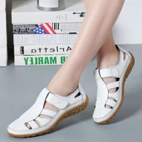 retro women sandals flats shoes woman leathes fashion casual ladies shoes comfortable soft bottom zapatos mujer plus size 35 42