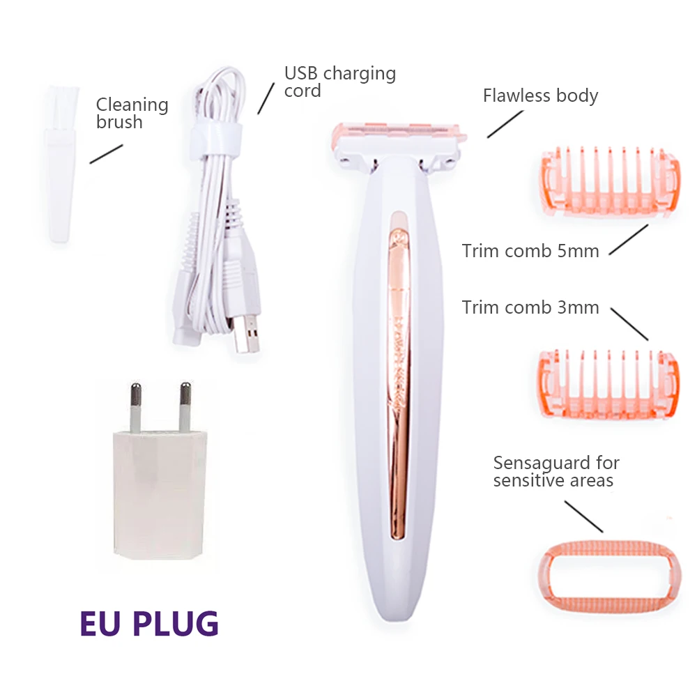 EU Plug 6 в 1 перезаряжаемый Электрический Триммер бикини для тела, набор для женщин, портативная Бритва для удаления волос на лице, бритва, машинка, Прямая поставка - Цвет: EU Plug