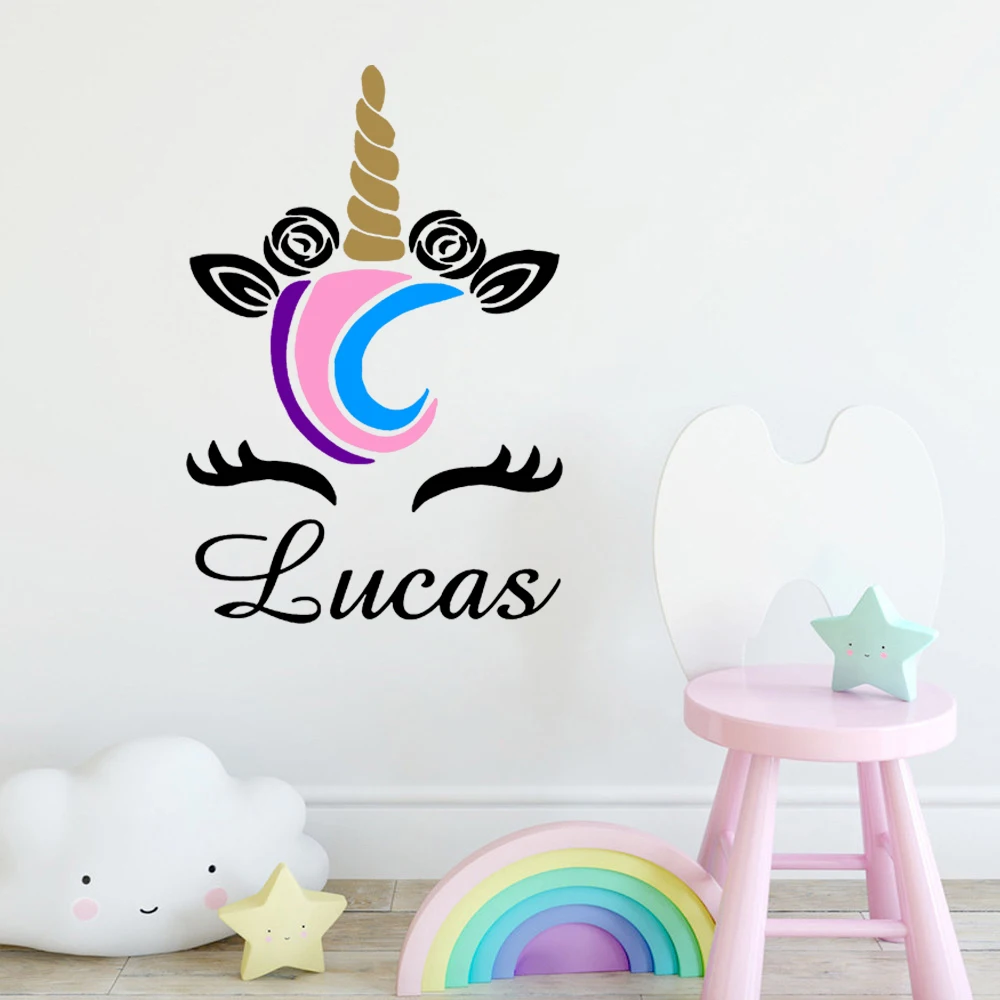 Новое поступление красочный Единорог индивидуальное название настенная