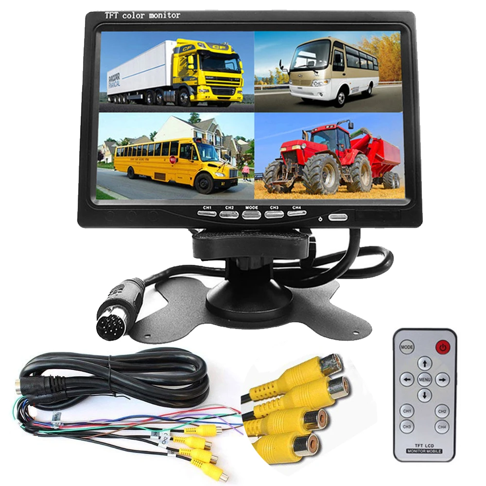 Uvusee 7 &quotЖК монитор 4CH Quad сплит экран видео вход для автомобиля грузовика