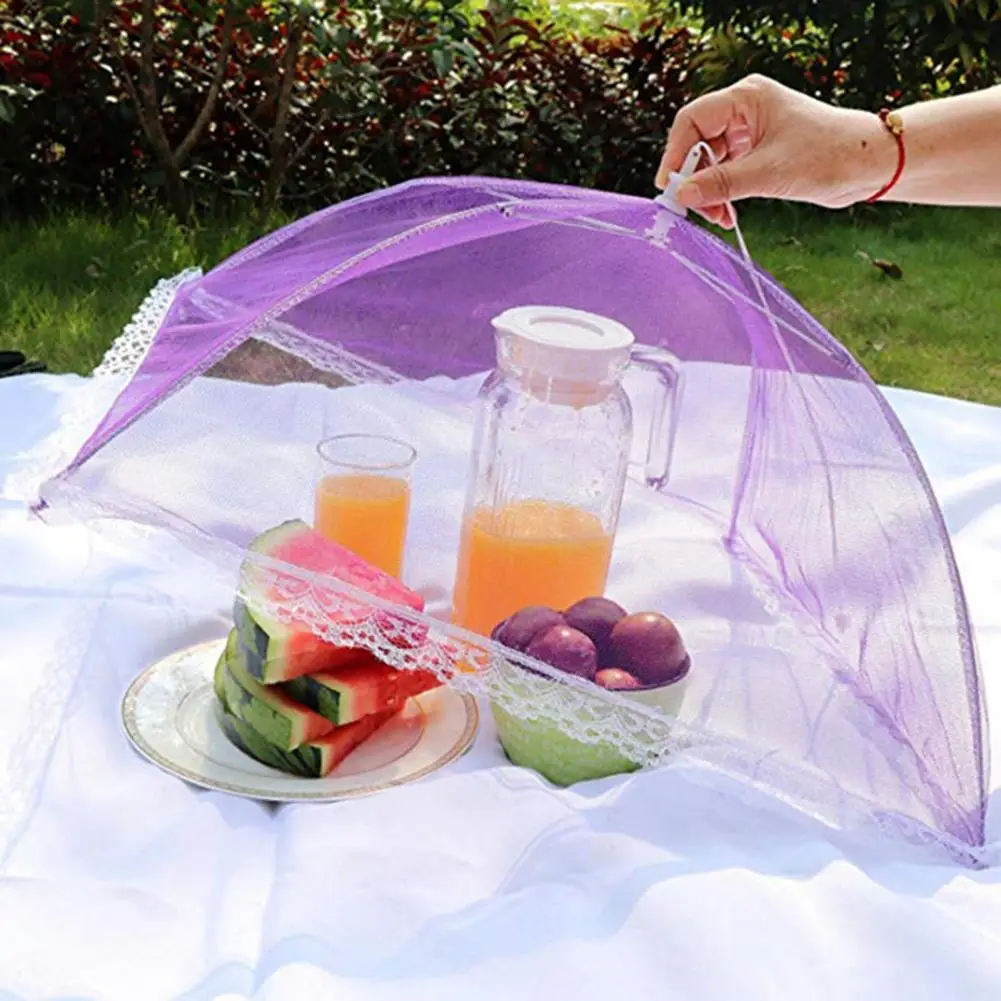 

Foldable Food Cover Large Capacity Mesh Fabric Detachable Portable Umbrella Style Dish Cover for Kitchen Dish Cover Food Cover