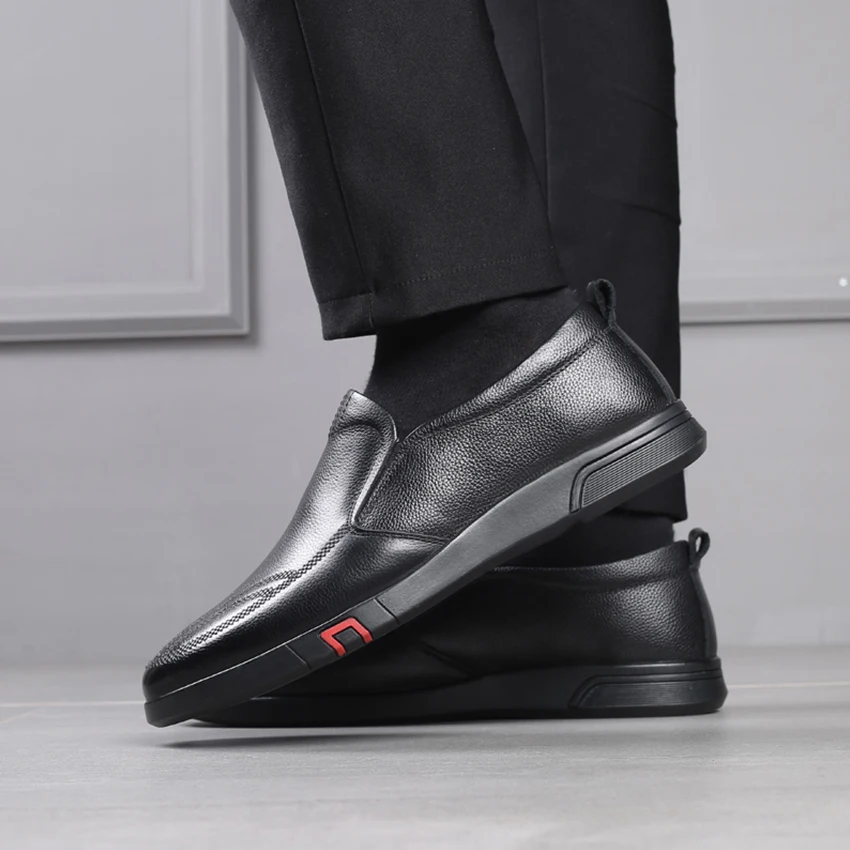 BIMUDUIYU Genuine Leather Shoes Men Loafers Soft Cow Casual Breathable Slip on Male Footwear Black Moccasins | Обувь