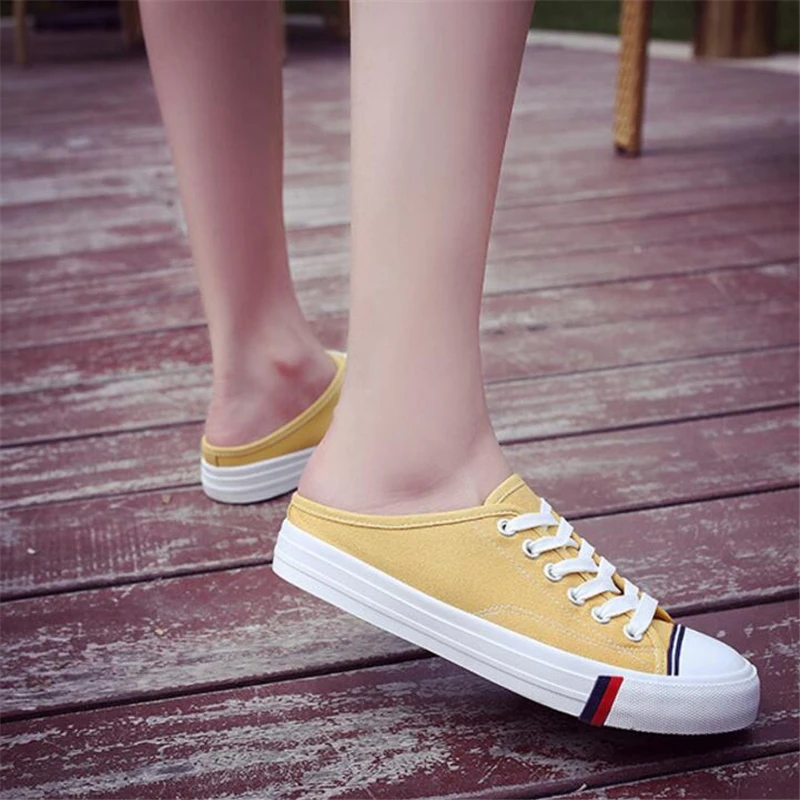Новинка 2019 летняя женская парусиновая обувь QWEDF на плоской подошве модная