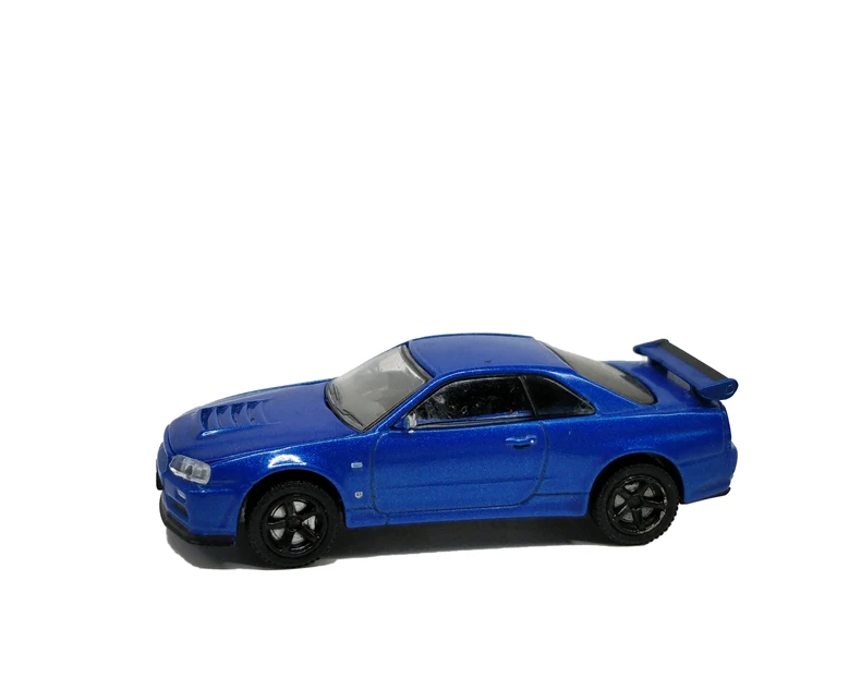 1: 64 зеленый свет Nissan Skyline R34 синий без коробки