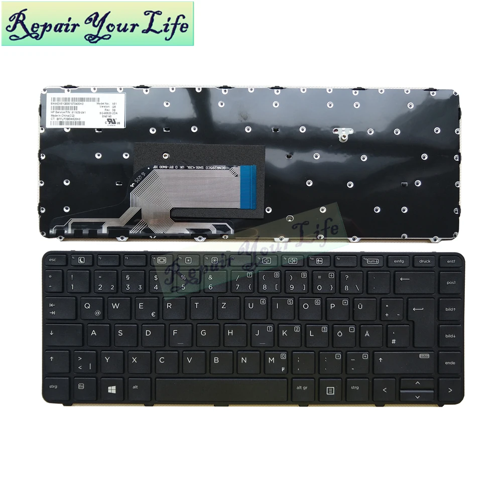 Клавиатура для ноутбука HP 430 G3 G4 440 немецкий GR черный с рамкой Новый 811839-041 SG-80520-2DA X61