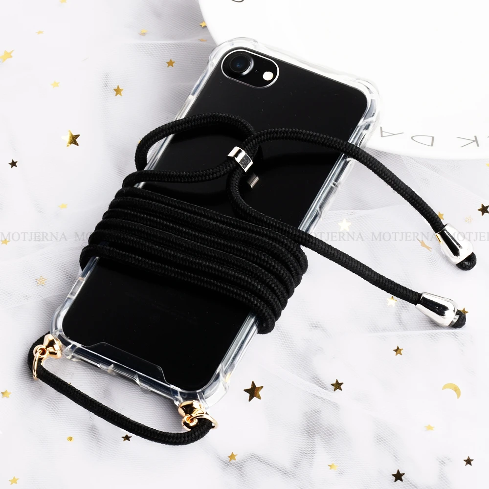 Transparent Phone Acrylic Airbag Case For iphone 7 8 6 6S Plus XS Max XR Lanyard Necklace Shoulder Neck Strap Rope Cord Cover |