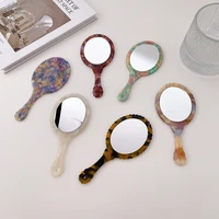 korean fashion retro acetate plate oval 12 4cm mirror portable compact makeup small colorful elegant mirror for daily life