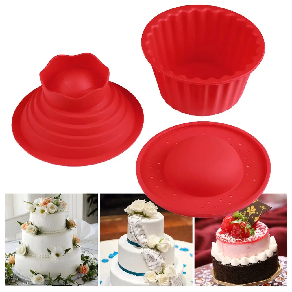 

High Silicone Giant Cupcake Mold,3 PCS Big Top Cupcake Silicone Mould Heat Resistant Bake tools Baking Maker