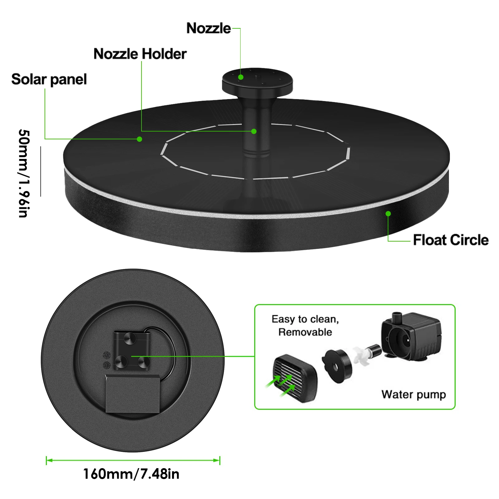 

Multi 7W Solar Water Fountain Garden Pool Pond Outdoor Solar Power Panel Bird Bath Floating Water Fountain Pump Garden Decor
