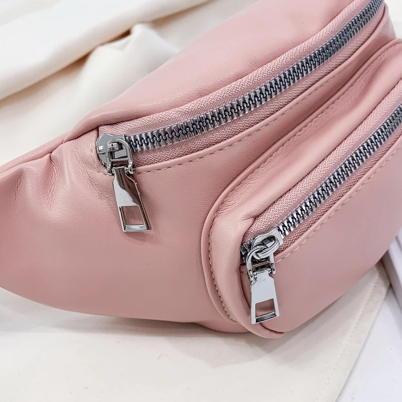 

Fashion New PU Waist Bag Solid Color Shoulder Bag Versatile Running Sports Coin Purse