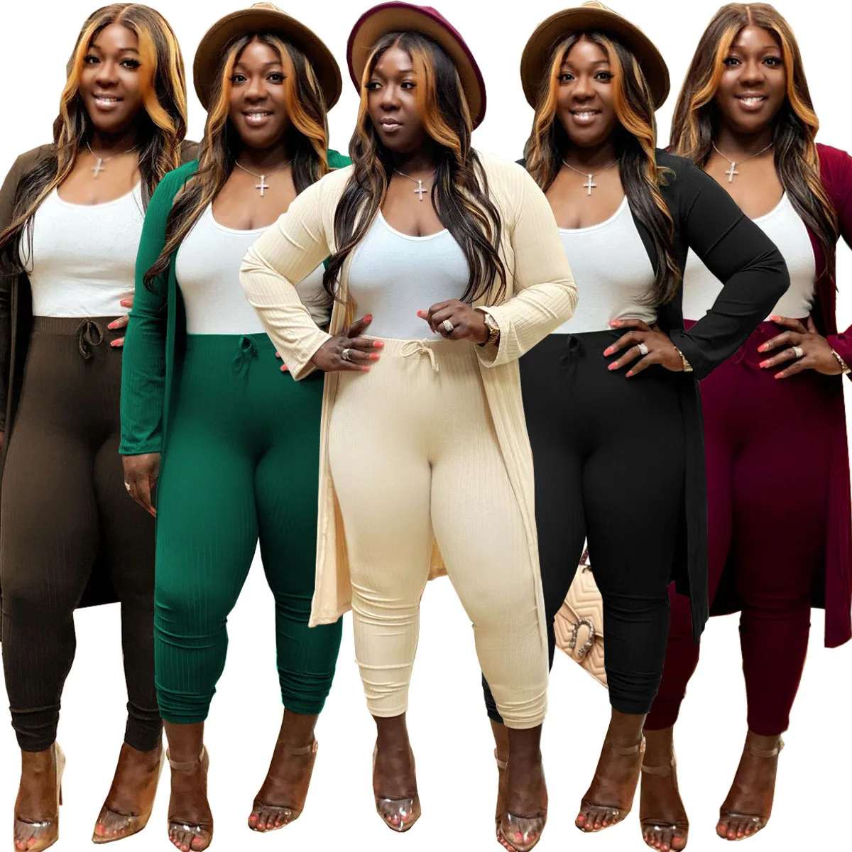 

2021 Autumn Winter Women's Set Full Sleeve Long Cape Coat +Pants Casual Fashion Solid Two Piece Outfits Tracksuits