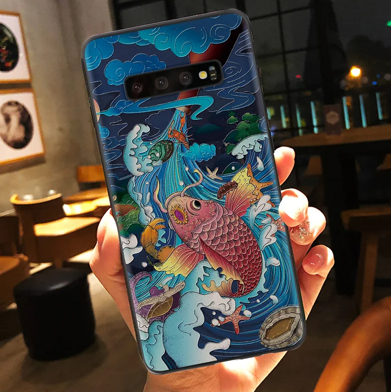 1yu2xu 3D Тотем рельефный чехол для Samsung Galaxy A7 A9 S7 край S8 S9 S10 плюс A6 A5 A10 A30 A50 A70 Note 8 9 бант из ленты TPU с изображением - Цвет: 1yu2xu