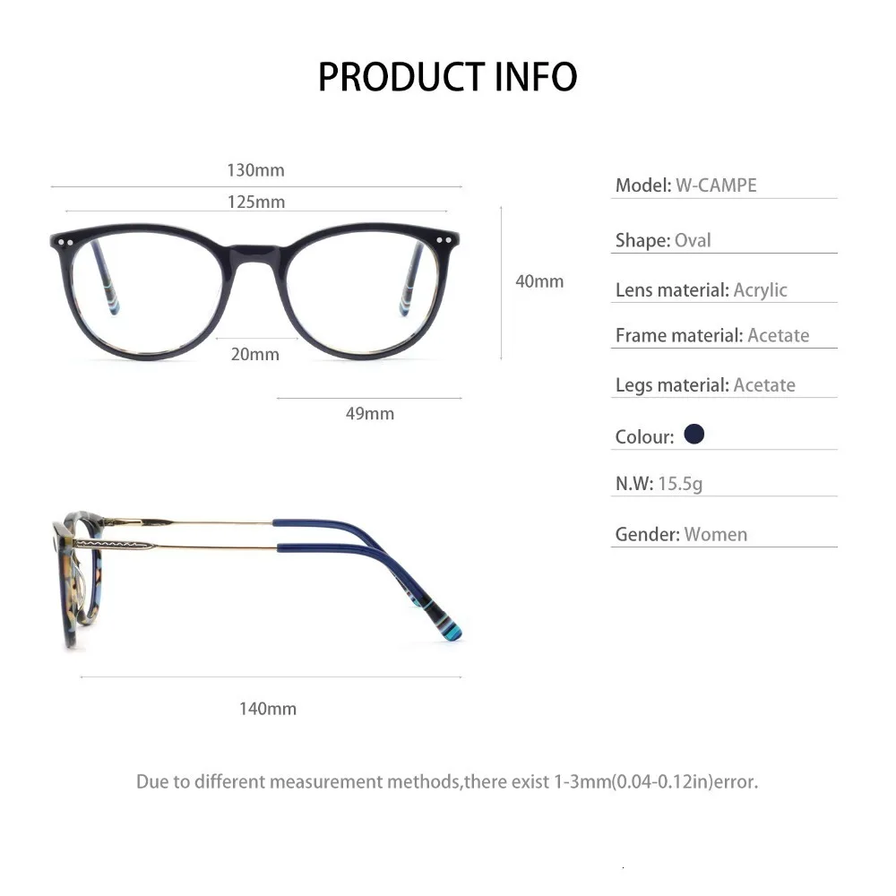 Маленькая оправа glassesOCCI CHIARI женские прозрачные линзы близорукость оптические очки ацетат очки по рецепту очки W-CAMPE