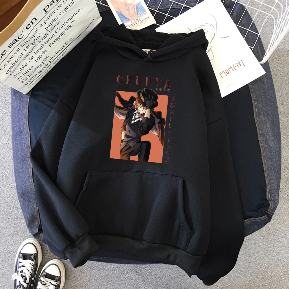 Winter Unisex Hoodies Men Japanese Chuuya Nakahara Bungo Stray Dogs Anime Hoodie Streetwear Kawaii Cartoon Graphic Sweatshirts