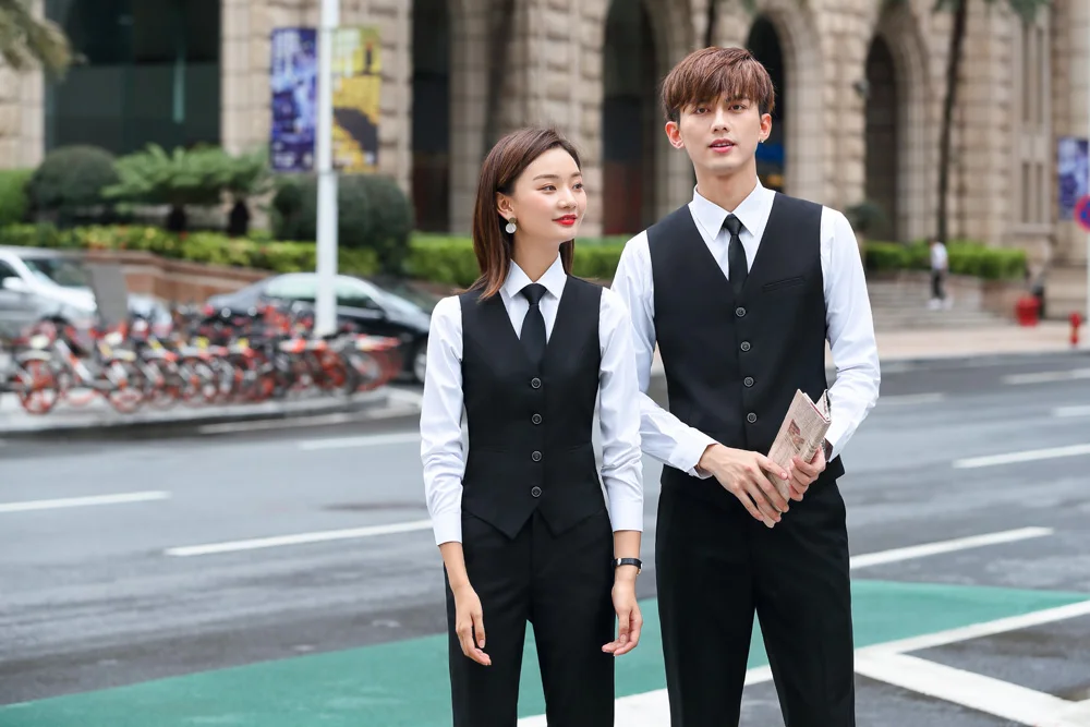 IZICFLY Fall Spring New Style Black Office Ladies Uniform Business Colleague Lovers Couple Men Women Suits Elegant Work Wear