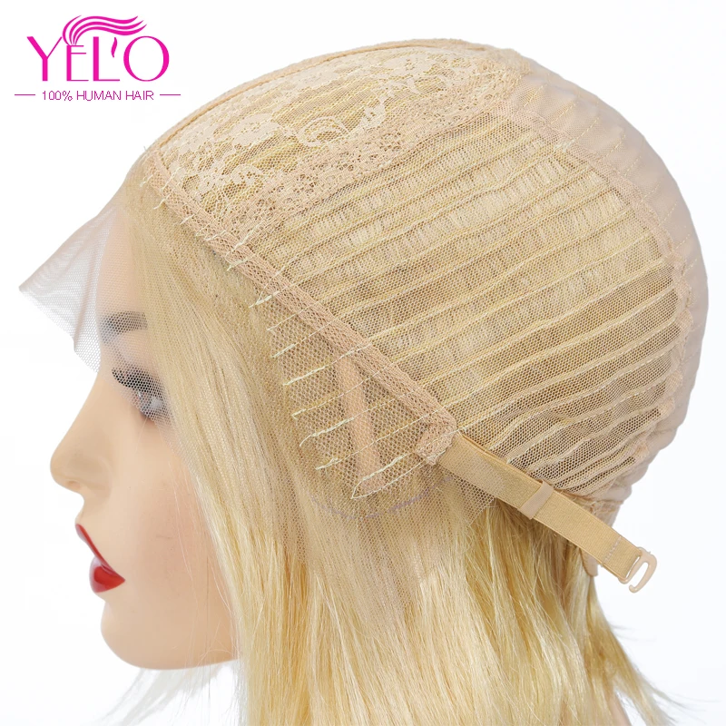 

YELO Hair Products 613#/Red Short 10 12 14 inch Bob Wigs 150% Density Brazilian Remy Straight Middle Part Human Hair Wig