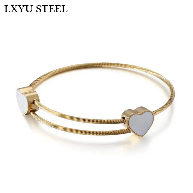 Модные и простые браслеты из нержавеющей стали с сердечком очаровательные