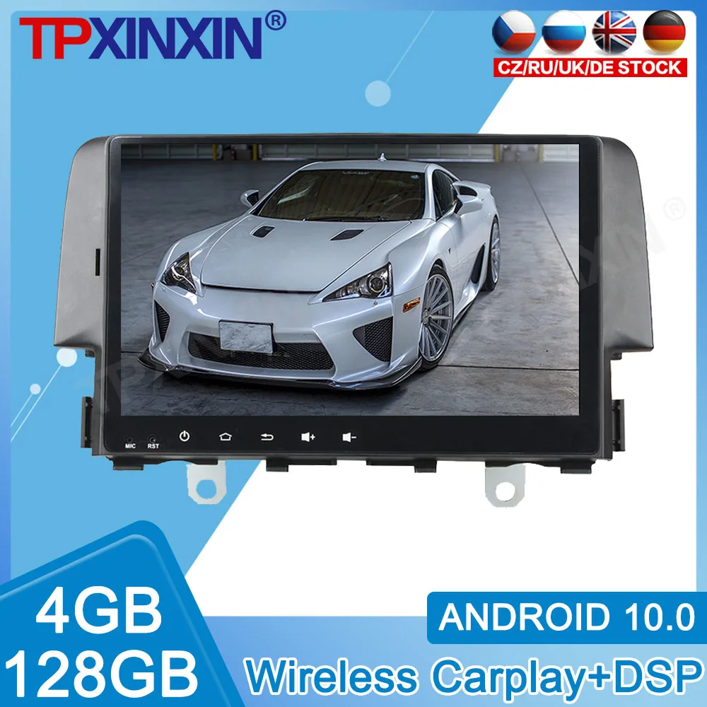 

Автомобильная магнитола на Android 10, 4 Гб + 128 ГБ для Honda CIVIC 2016, 2017, 2018, мультимедийный плеер, стерео головное устройство, GPS-навигация, Carplay
