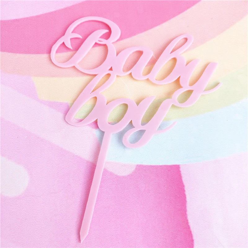 pink boy Топперы для торта для маленьких девочек и мальчиков, флаги для детей с днем рождения, розовые, синие, золотые топперы для кексов, свадебные, вечерние, декор для детского душа - Цвет: pink boy