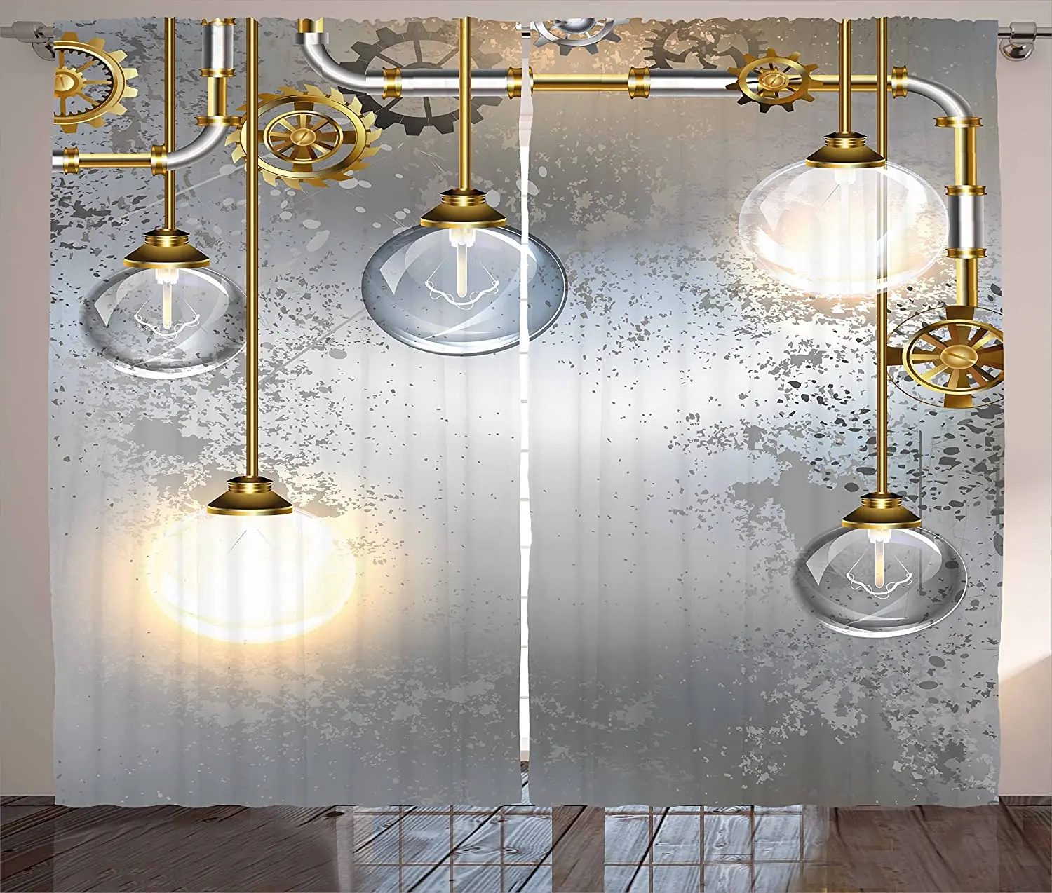 

Промышленные занавески в стиле стимпанк, латунные занавески с античным составом и круглым принтом для гостиной и спальни, оконные занавеск...